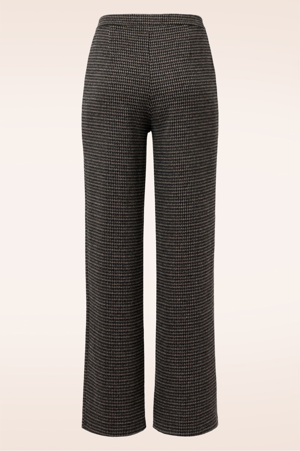 Smashed Lemon - Norah Houndstooth pantalon in zwart en zand 4