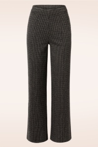 Smashed Lemon - Norah Houndstooth pantalon in zwart en zand 2