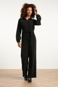 Smashed Lemon - Ginny Corduroy jumpsuit in zwart