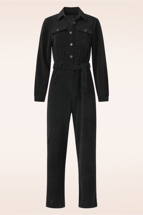 Smashed Lemon - Ginny Corduroy jumpsuit in zwart 2