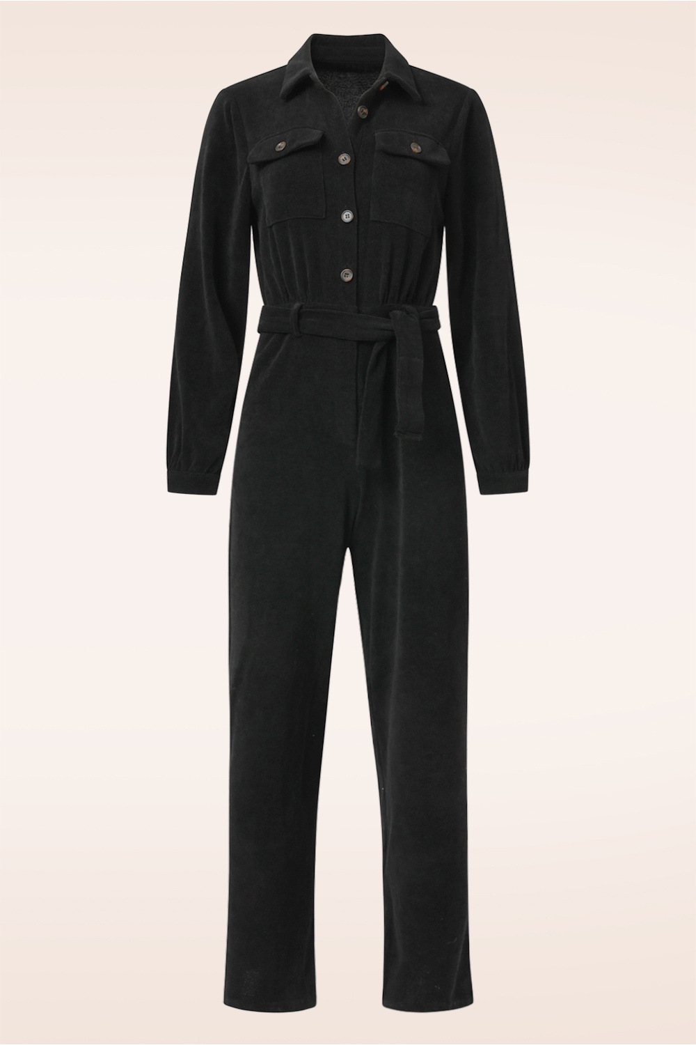 Smashed Lemon - Ginny Corduroy jumpsuit in zwart 2