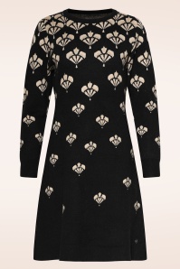 Smashed Lemon - Kim gebreide jurk in zwart en zand