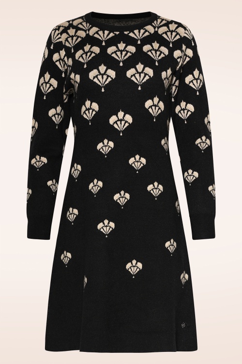 Smashed Lemon - Kim gebreide jurk in zwart en zand