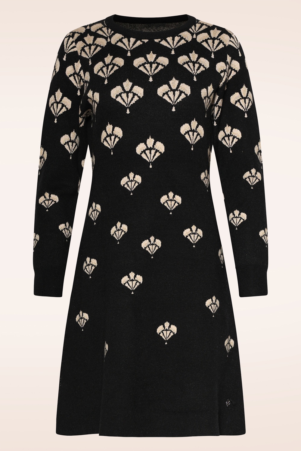 Smashed Lemon - Kim gebreide jurk in zwart en zand