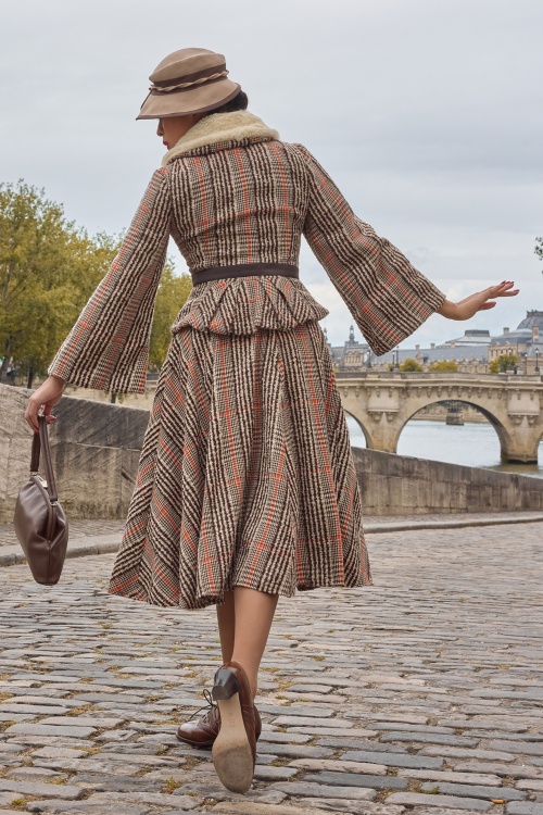 Miss Candyfloss - Maelie Sadie swing rok in zand en bruin 2