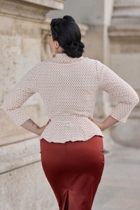 Miss Candyfloss - Garance May Polkadot blazer top in gebroken wit 2