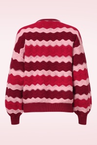 Smashed Lemon - Luna Wave gebreide trui in roze en rood 4