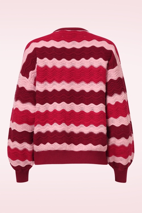 Smashed Lemon - Luna Wave gebreide trui in roze en rood 4