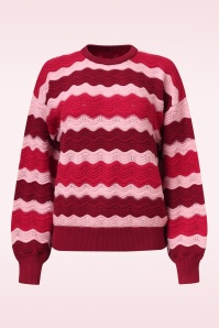 Smashed Lemon - Luna Wave gebreide trui in roze en rood 2