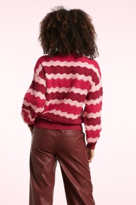 Smashed Lemon - Luna Wave gebreide trui in roze en rood 3