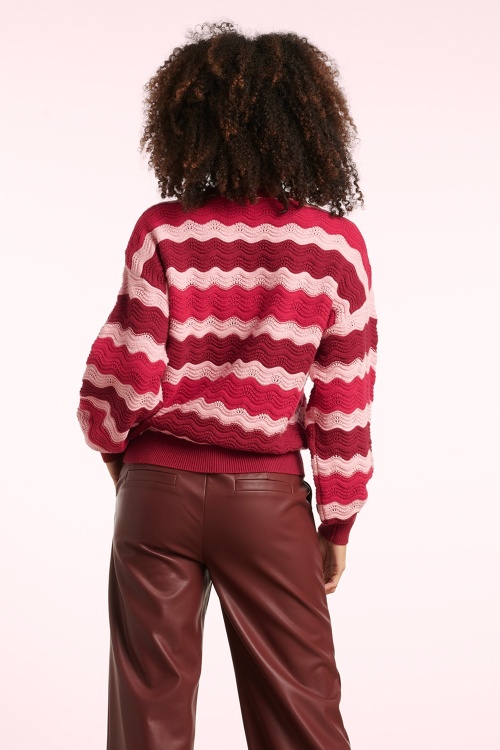 Smashed Lemon - Luna Wave gebreide trui in roze en rood 3