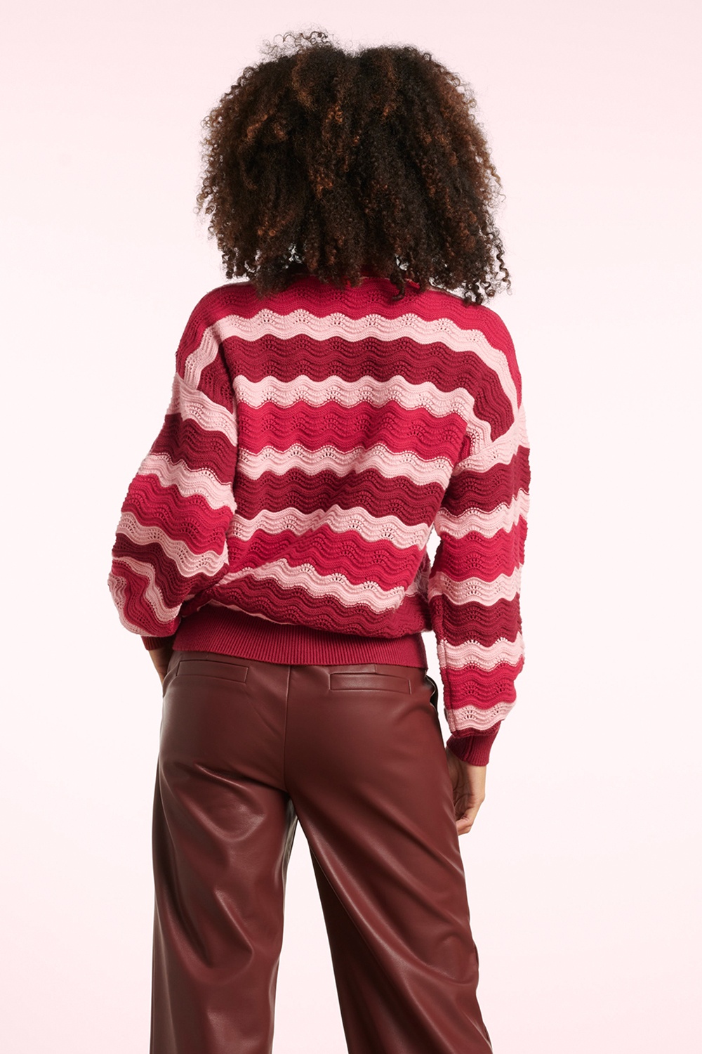 Smashed Lemon - Luna Wave gebreide trui in roze en rood 3