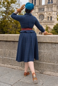 Miss Candyfloss - Maissa Lee swing jurk in marineblauw en Sienna 2