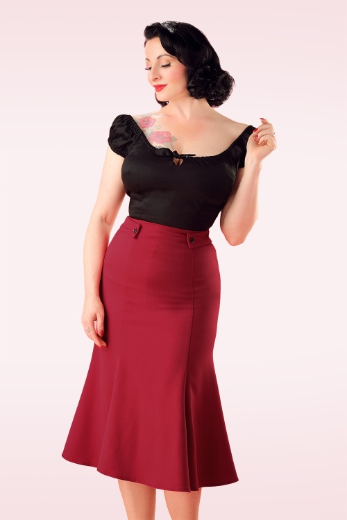 Banned Retro - Elegantie rok in rood