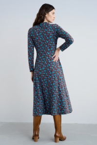 Seasalt - St Merryn katoenen midaxi jurk in Falling Flowers Dark Rye 5