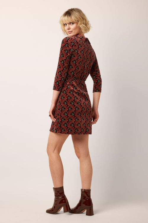 King Louie - Dita Winkle jurk in porto rood 4