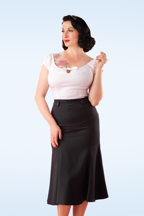 Banned Retro - Elegantie rok in marineblauw