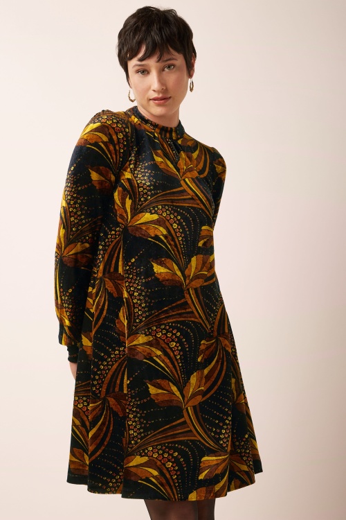 King Louie - Sandy Shimmy fluwelen jurk in zwart en multi