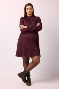 King Louie - Sandy Estelle Zigzag jurk in bordeaux rood