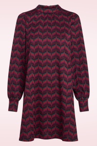 King Louie - Sandy Estelle Zigzag jurk in bordeaux rood 2