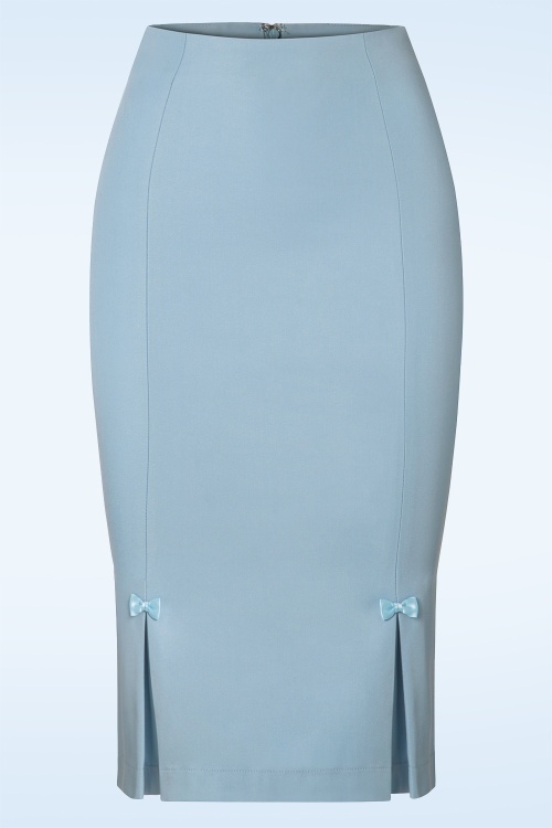 Banned Retro - Guideing lichte pencilrok in babyblauw 2