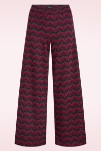 King Louie - Border Palazzo Estelle zigzag broek in bordeauxrood