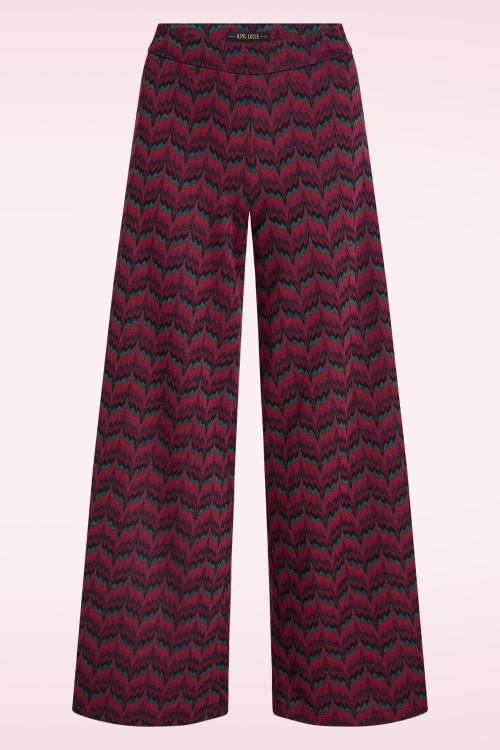 King Louie - Border Palazzo Estelle zigzag broek in bordeauxrood