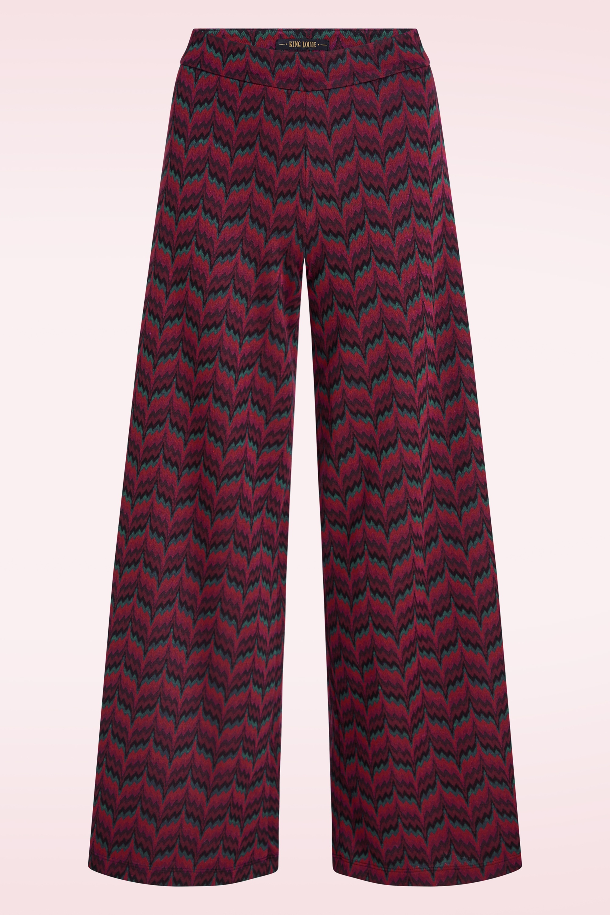 King Louie - Border Palazzo Estelle zigzag broek in bordeauxrood