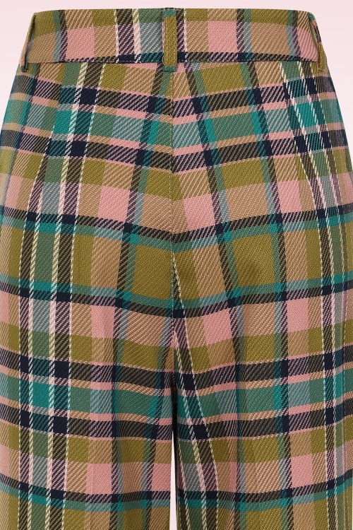 Banned Retro - Didi geruite pantalon in roze en multi 4