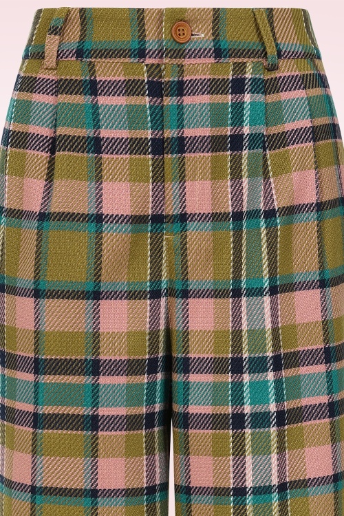 Banned Retro - Didi geruite pantalon in roze en multi 2