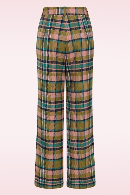 Banned Retro - Didi geruite pantalon in roze en multi 3