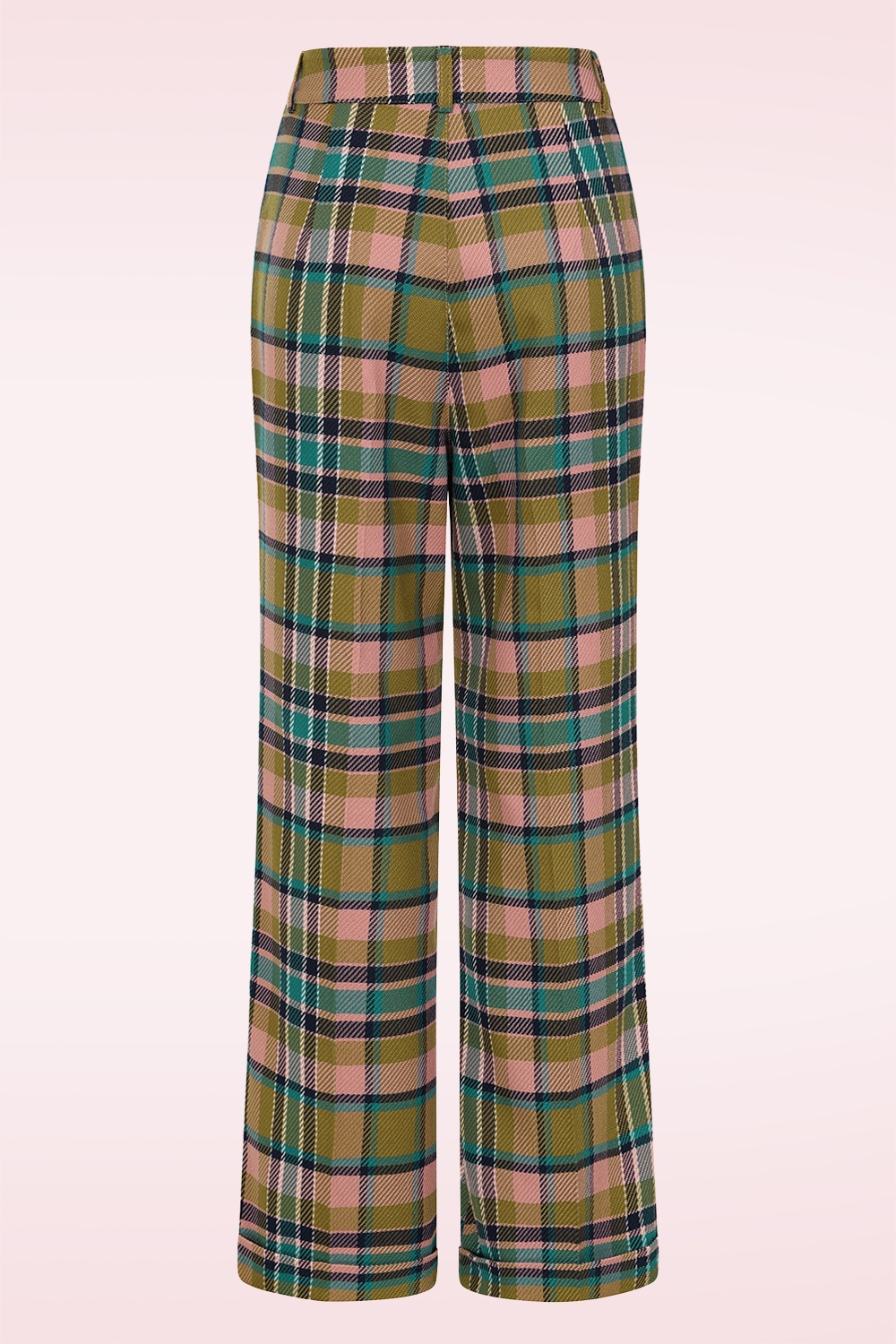 Banned Retro - Didi geruite pantalon in roze en multi 3