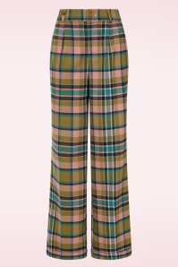 Banned Retro - Didi geruite pantalon in roze en multi