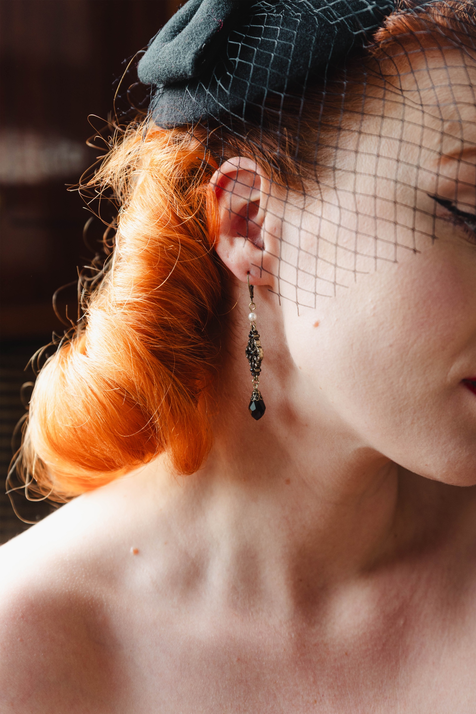 Lovely - Victoriaanse filigraan oorbellen in zwart