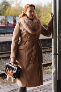 Topvintage Boutique Collection - Topvintage exclusive ~ Grace A-lijn jas in camelbruin