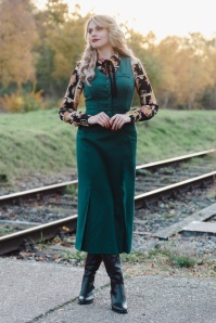 Emmy Design - The Triple Step midi rok van wol in petrol