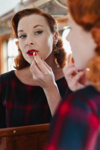 Banned Retro - Diana geruite swing jurk in rood en blauw 4