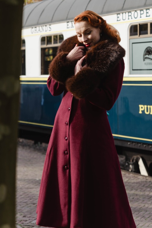 Banned Retro - Rosaly swing jas in bordeaux