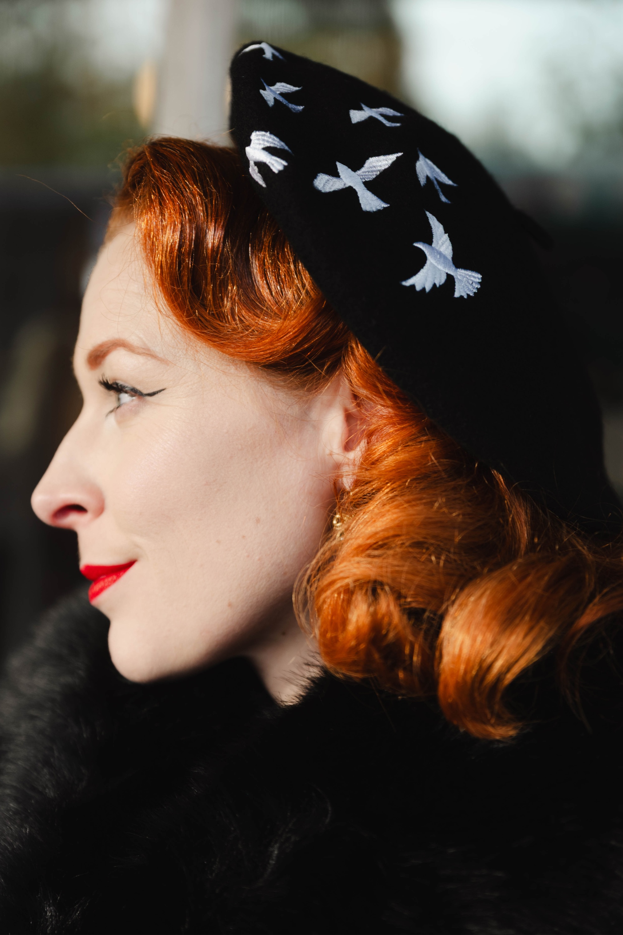 Bronté - Birdy baret in zwart