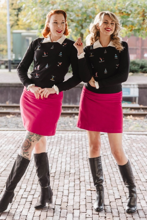 Princesse Nomade  - Linette Corduroy rok in framboos