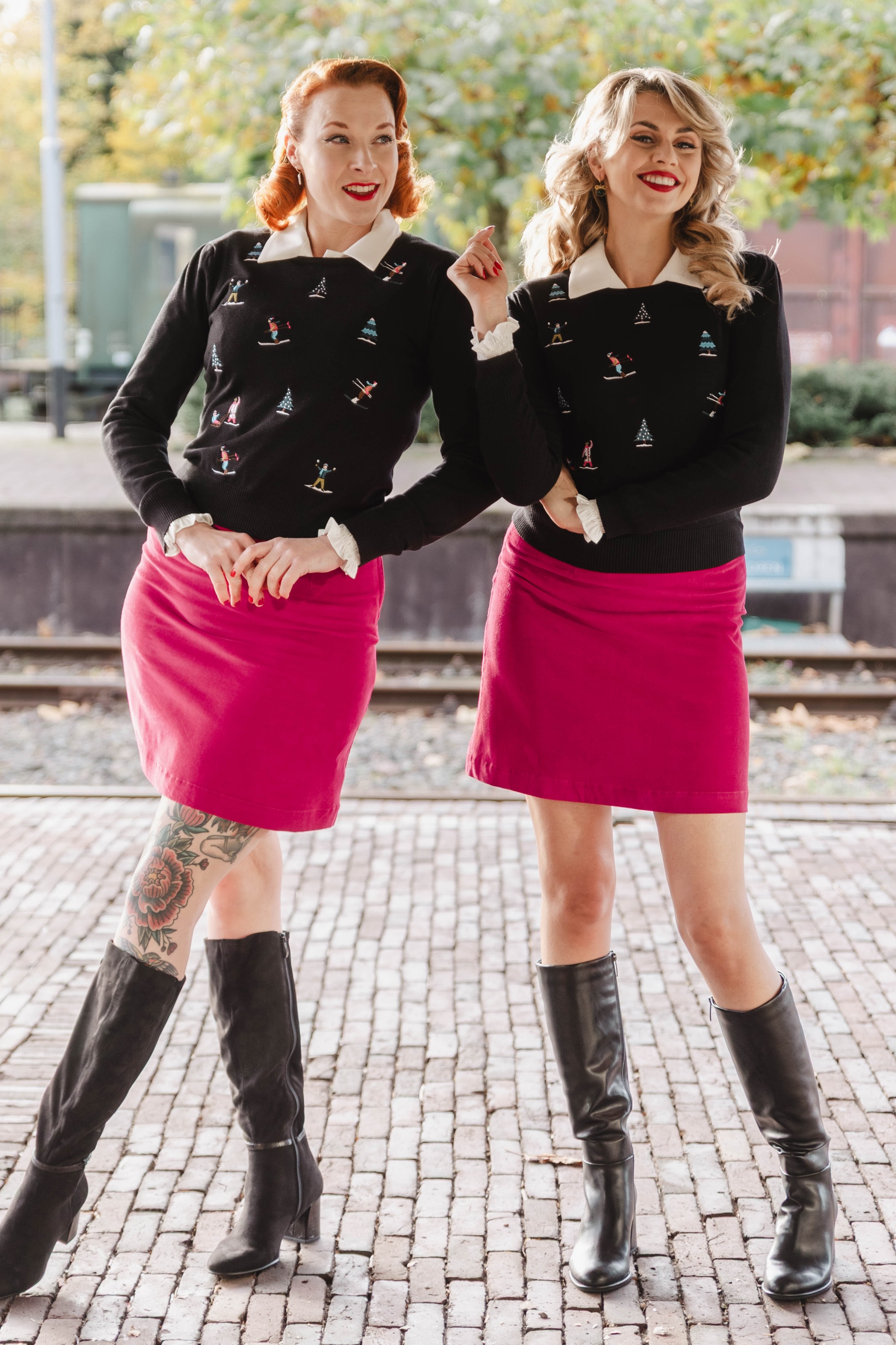 Princesse Nomade  - Linette Corduroy rok in framboos