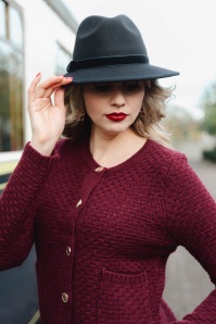 Amici - Serena Fedora hoed van wol in donker navyblauw
