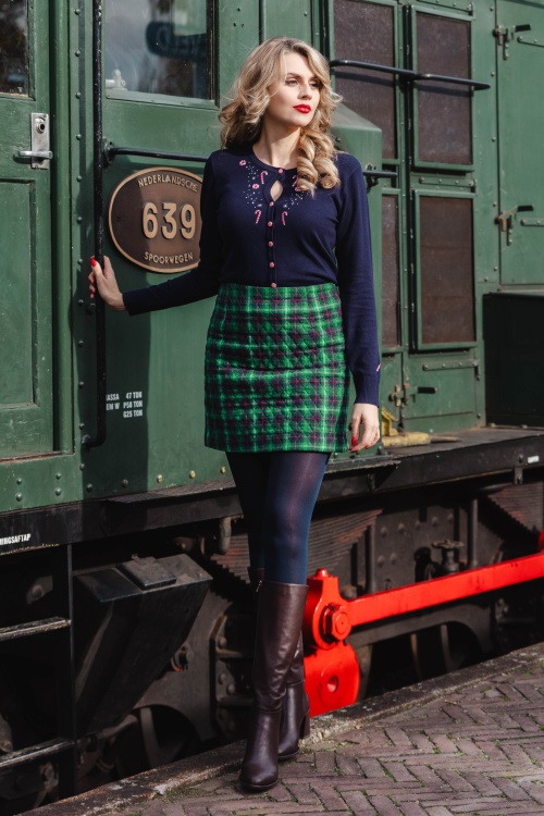 Louche - Aubin Winter Check mini rok in groen