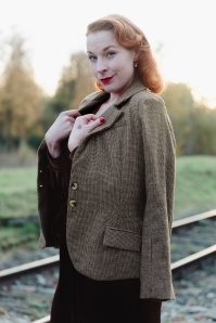 Timeless - Melina wollen geruite blazer in bruin  2
