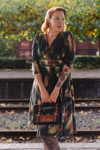 Vintage Chic for Topvintage - Topvintage exclusive ~ Aria Velvet Fade swing jurk in zwart en multi