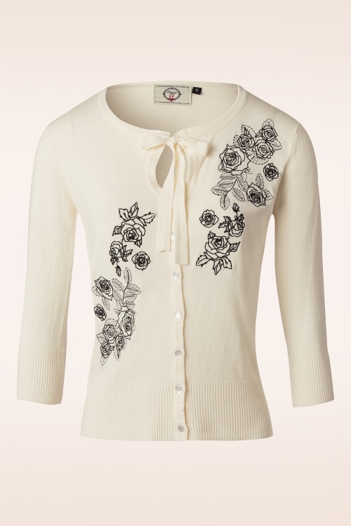 Banned Retro - Delilah vest in gebroken wit