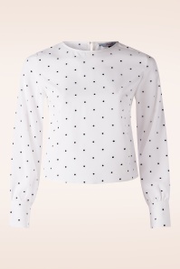 Banned Retro - Boxy Dot-blouse in wit