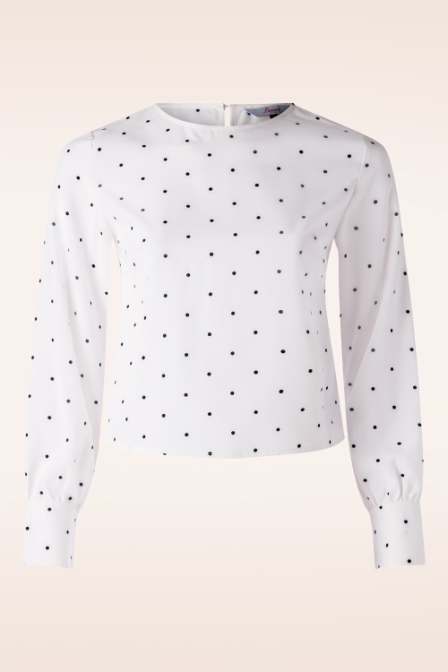 Banned Retro - Boxy Dot-blouse in wit