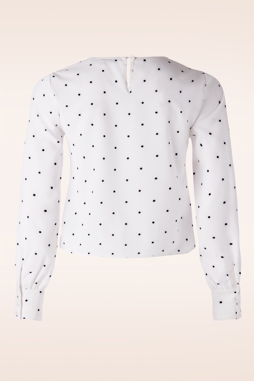 Banned Retro - Boxy Dot-blouse in wit 2