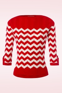 Banned Retro - Vanille Top in rood en wit